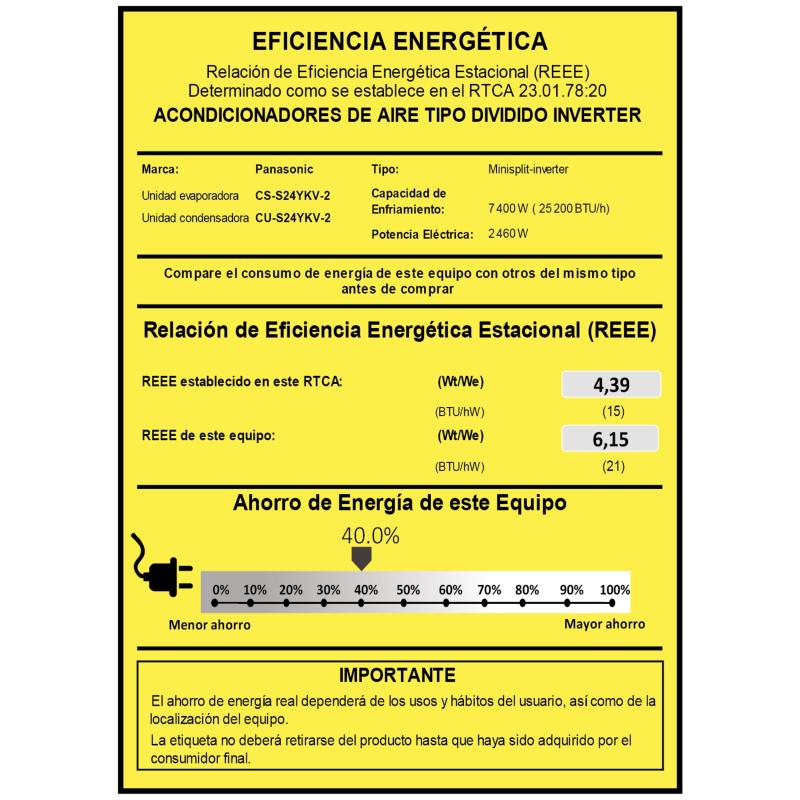 PANASONIC AIRE ACONDICIONADO INVERTER SERIE S DE 25200BTU CSCUS24