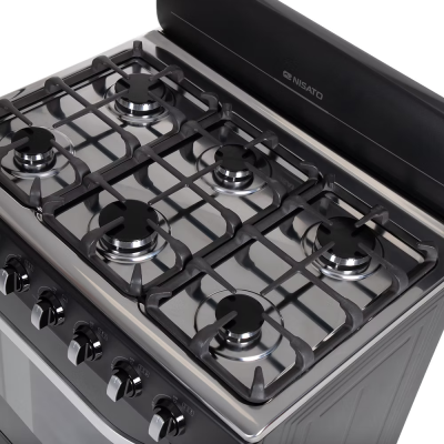 Nisato Estufa con horno 30" 6 quemadores negro hierro fundido ne7630