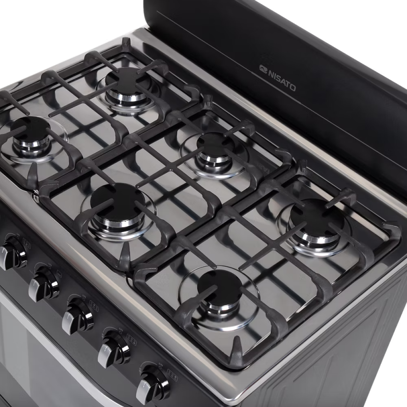 Nisato Estufa con horno 30" 6 quemadores negro hierro fundido ne7630