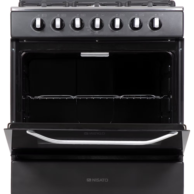 Nisato Estufa con horno 30" 6 quemadores negro hierro fundido ne7630