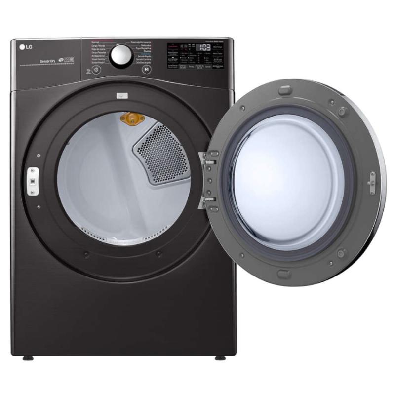 Lg Secadora a gas de 22kg carga frontal con turbosteam color acero negro df22bv2b