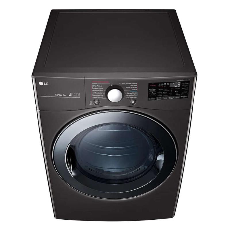 Lg Secadora a gas de 22kg carga frontal con turbosteam color acero negro df22bv2b