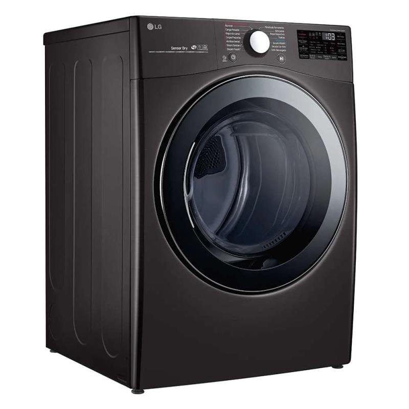Lg Secadora a gas de 22kg carga frontal con turbosteam color acero negro df22bv2b