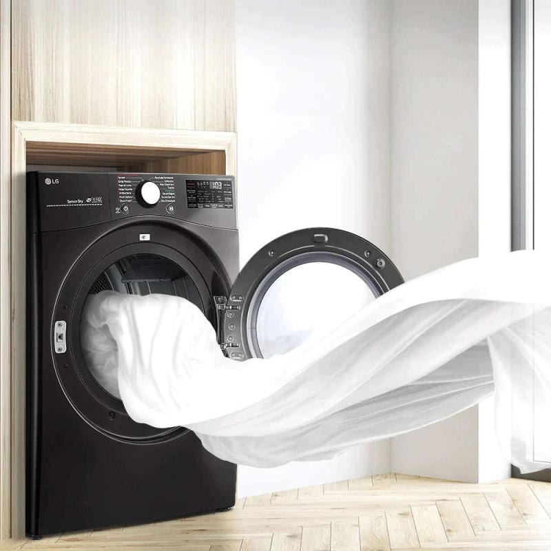 Lg Secadora a gas de 22kg carga frontal con turbosteam color acero negro df22bv2b