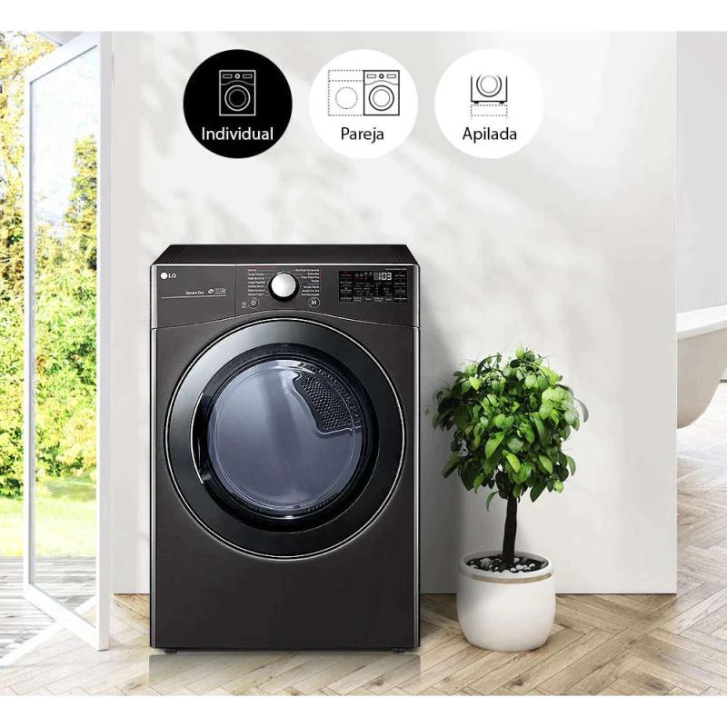 Lg Secadora a gas de 22kg carga frontal con turbosteam color acero negro df22bv2b