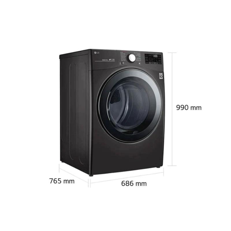 Lg Secadora a gas de 22kg carga frontal con turbosteam color acero negro df22bv2b