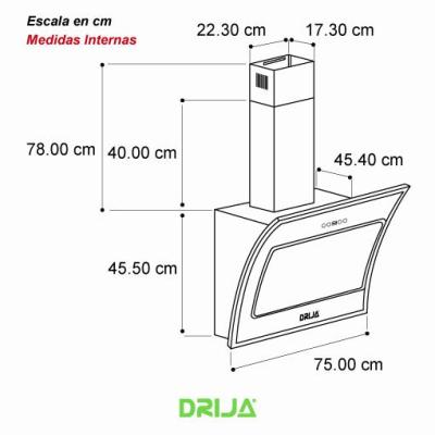 DRIJA EXTRACTOR DE GRASA 75CM TIPO CHIMENEA DIAMONDS