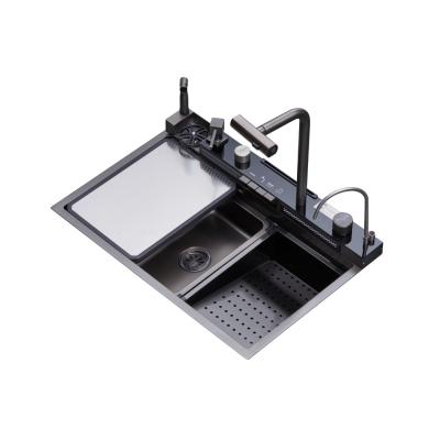 DRIJA FREGADOR EMPOTRABLE GRIFO DIGITAL INTEGRADO DOBLE CASCADA 84CM CAPRI