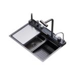 DRIJA FREGADOR EMPOTRABLE GRIFO DIGITAL INTEGRADO DOBLE CASCADA 84CM CAPRI