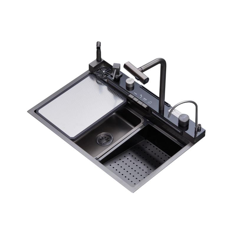 DRIJA FREGADOR EMPOTRABLE GRIFO DIGITAL INTEGRADO DOBLE CASCADA 84CM CAPRI