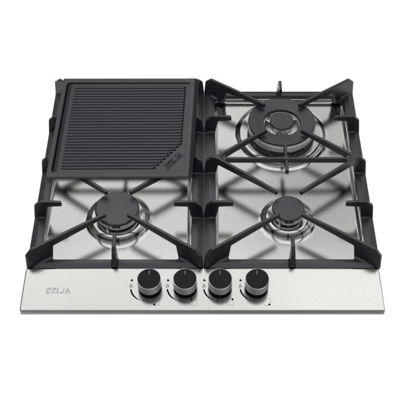 DRIJA ESTUFA EMPOTRABLE A GAS DE 58CM 4 QUEMADORES CON PLANCHA DE HIERRO MILAN60