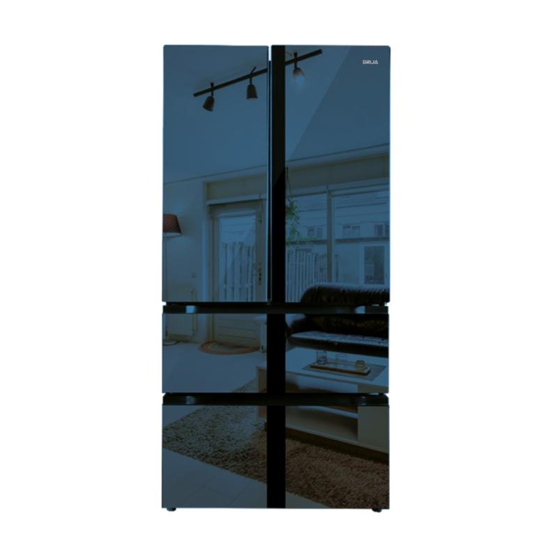 DRIJA REFRIGERADOR FRENCH DOOR DE 4 PUERTAS 18CUFT INVERTER DISEÃ‘O ESPEJO AZUL