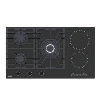 DRIJA ESTUFA EMPOTRABLE DUAL (GAS Y ELECTRICA) DE 5 QUEMADORES MESA DE VITROCERAMICA NEGRA SICILIA