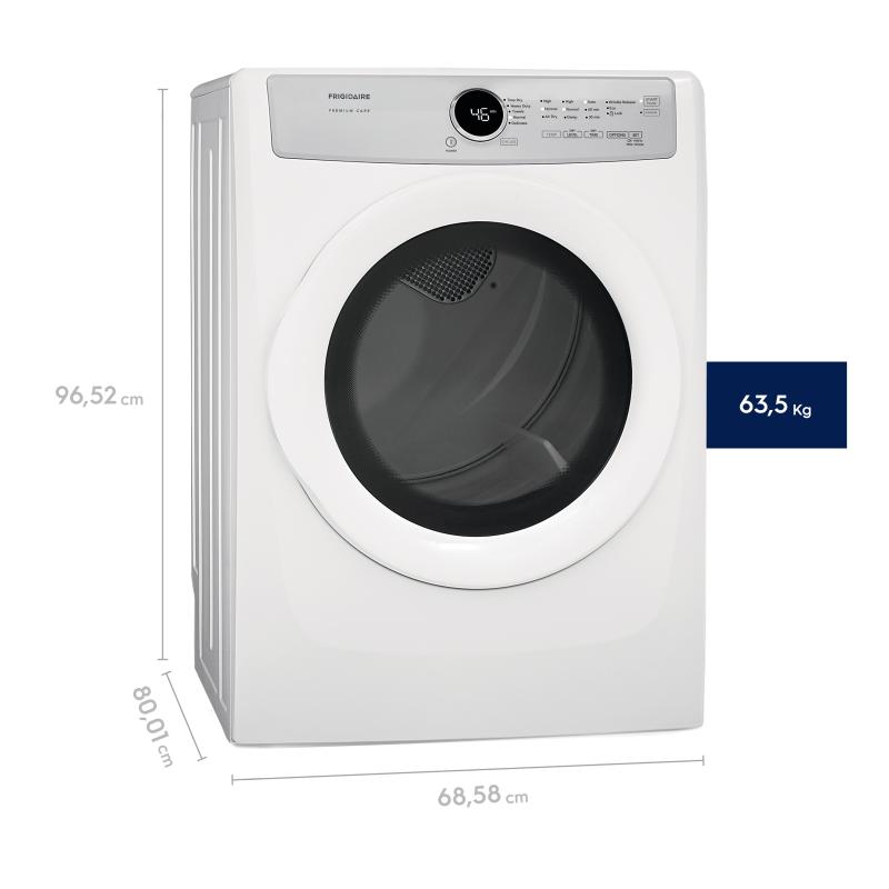 Frigidaire Secadora de carga frontal electrica de 8cuft/21kg color blanca fdex21