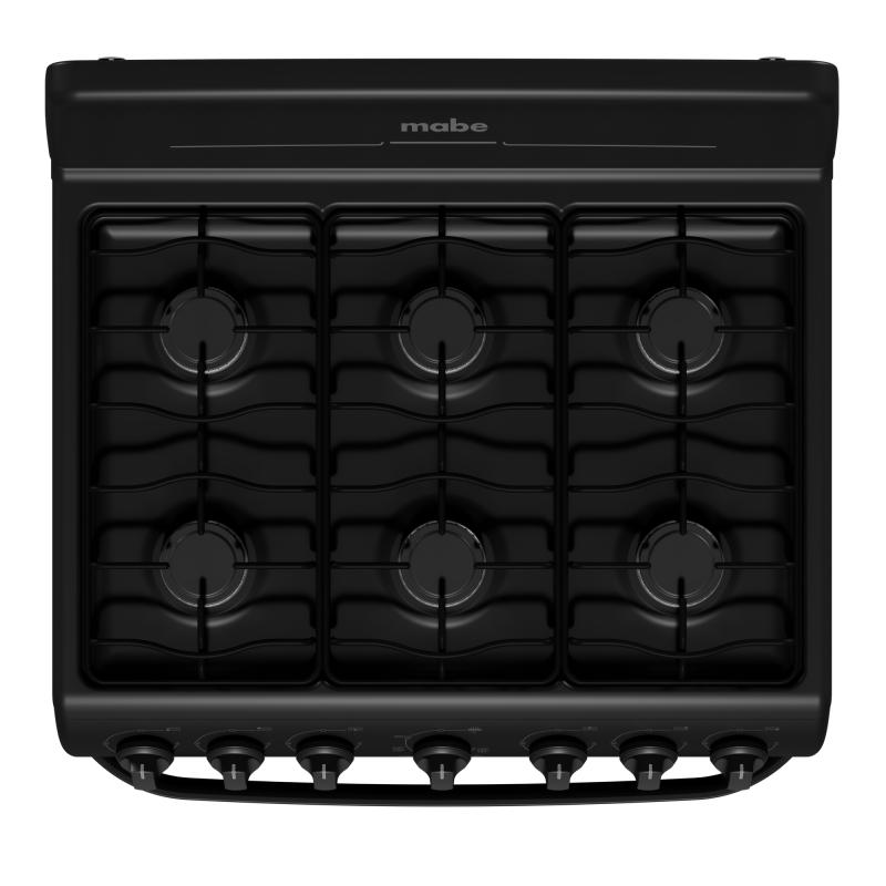 Mabe Estufa de 30" a gas 6 quemadores color negro em7620