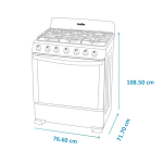 Mabe Estufa de 30" a gas 6 quemadores color negro em7620