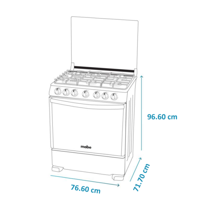 MABE ESTUFA DE 30" A GAS 6 QUEMADORES COLOR ACERO EM7660