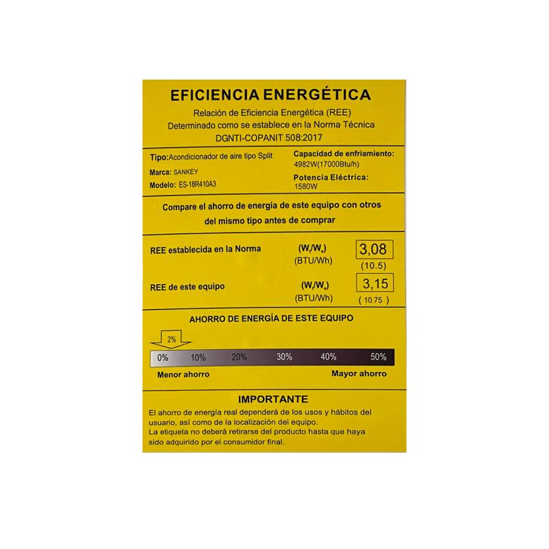 Sankey Aire acondicionado split de 17000btu no inverter es18r410a