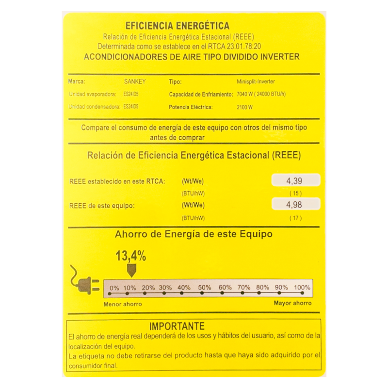 Sankey Aire acondicionado split 24000btu blanco id5