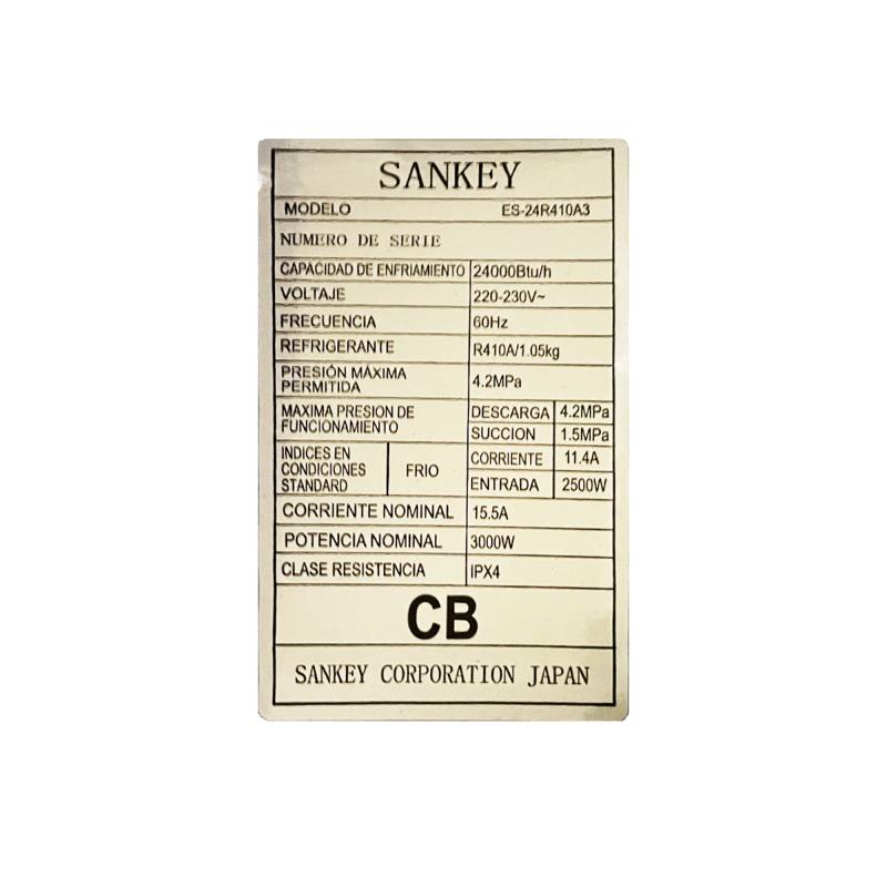 Sankey Aire acondicionado split de 24000btu no inverter es24r410a