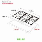 DRIJA ESTUFA EMPOTRABLE A GAS DE 5 QUEMADORES FERRARA 76