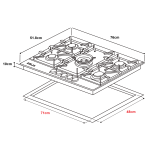 DRIJA ESTUFA EMPOTRABLE 76CM A GAS DE 5 QUEMADORES FERRARA 76