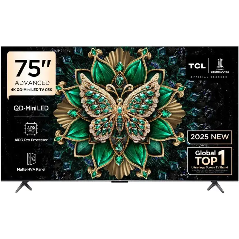 Tcl Televisor qd-mini led 75" 4k hdr procesador aipq pro 144hz c6k
