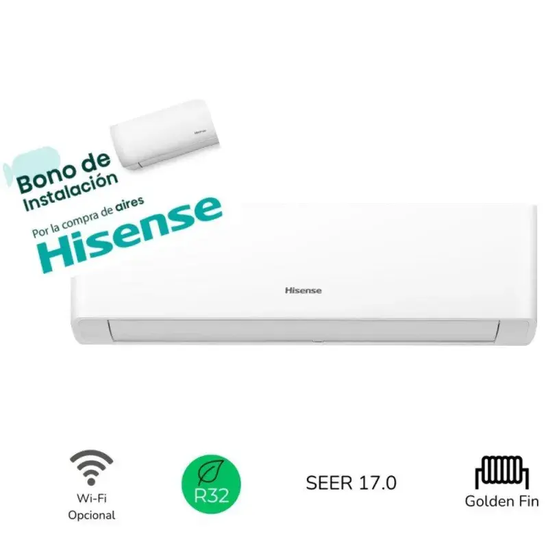 Hisense Mini split inverter 9000 btu gas r32 ecológico auto limpieza filtro 4 en 1 atr092