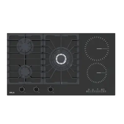 Drija Estufa empotrable dual (gas y electrica) de 5 quemadores mesa de vitroceramica negra sicilia