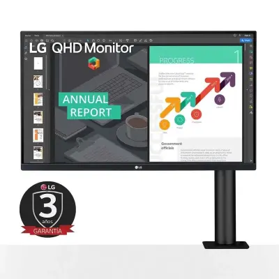 Lg Monitor ergo 27" 27qn880b ips led qhd hdr10 75hz flexibilidad completa amd freesync maxxaudio black