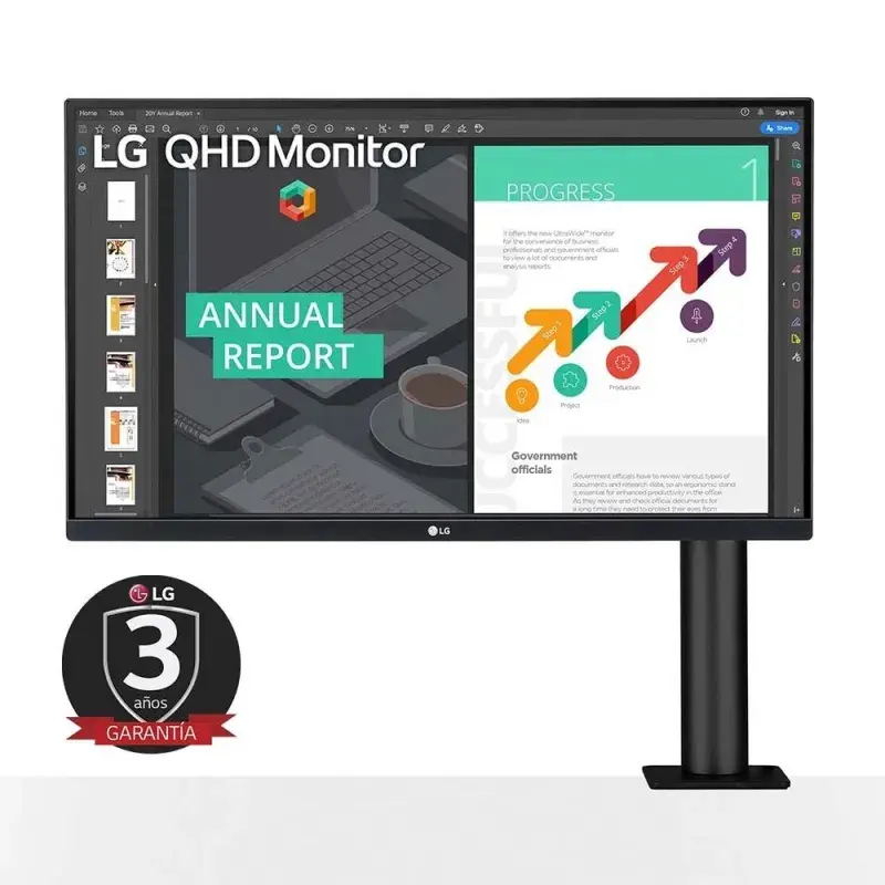 Lg Monitor ergo 27" 27qn880b ips led qhd hdr10 75hz flexibilidad completa amd freesync maxxaudio black