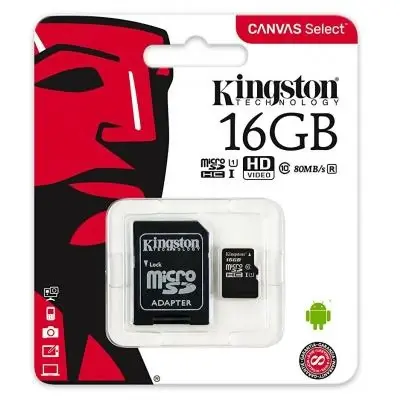 Kingston Memoria microsd con adaptador de 16gb sdcs16