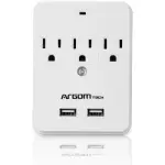Argom Adaptador de corriente con 3 enchufes y 2 entradas usb argac0265