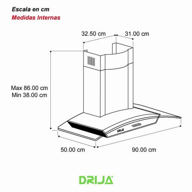 DRIJA EXTRACTOR DE GRASA DE 90CM COLOR ACERO GALAXY 90