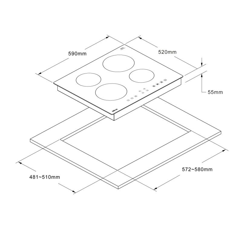 DRIJA ESTUFA DE INDUCCION VITROCERAMICA DE 4 QUEMADORES GERMANY60