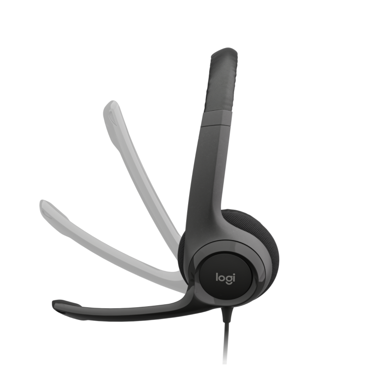 AUDÍFONOS DE COLOR NEGRO LOGITECH DE CABLE USB TIPO-A CON MICROFONO PARA COMPUTADORAS H390