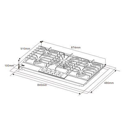 DRIJA ESTUFA EMPOTRABLE 87.4CM A GAS DE 5 QUEMADORES ITALIA