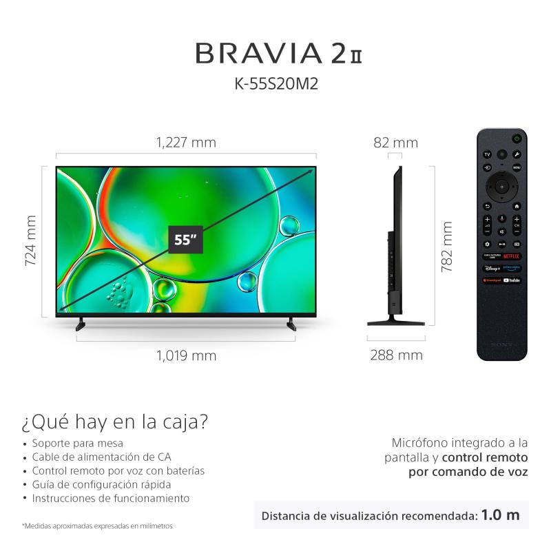 SONY SMART TV DE 55" UHD 4K BRAVIA II GOOGLE TV X-REALITY PRO S20M2