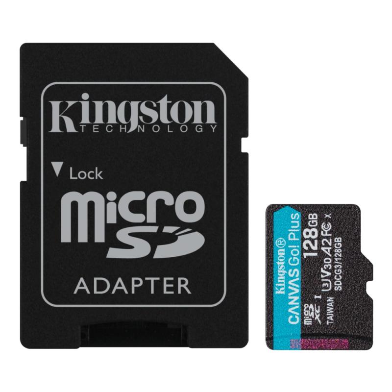 KINGSTON MEMORIA MICROSD DE 128GB CANVAS GO PLUS CON ADAPTADOR SD