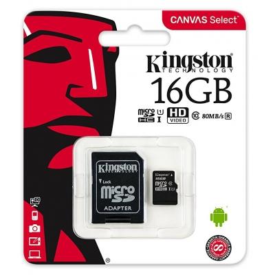 KINGSTON MEMORIA MICROSD CON ADAPTADOR DE 16GB  SDCS16