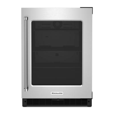 KITCHENAID REFRIGERADOR BAJO ENCIMERA EMPOTRABLE DE 24" CON PUERTA DE VIDRIO KURR214