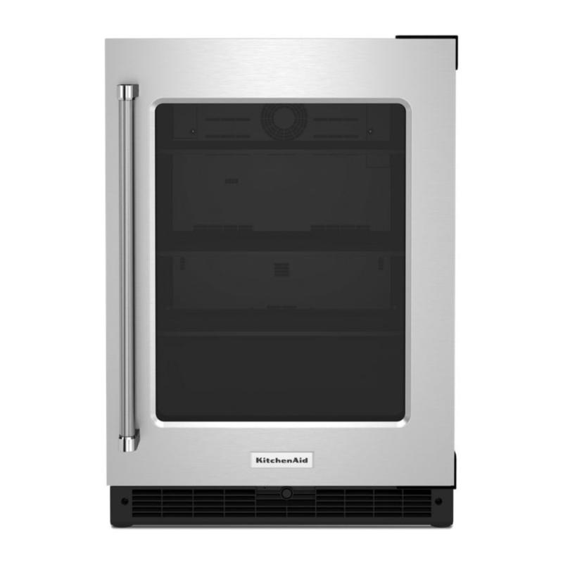 KITCHENAID REFRIGERADOR BAJO ENCIMERA EMPOTRABLE DE 24" CON PUERTA DE VIDRIO KURR214