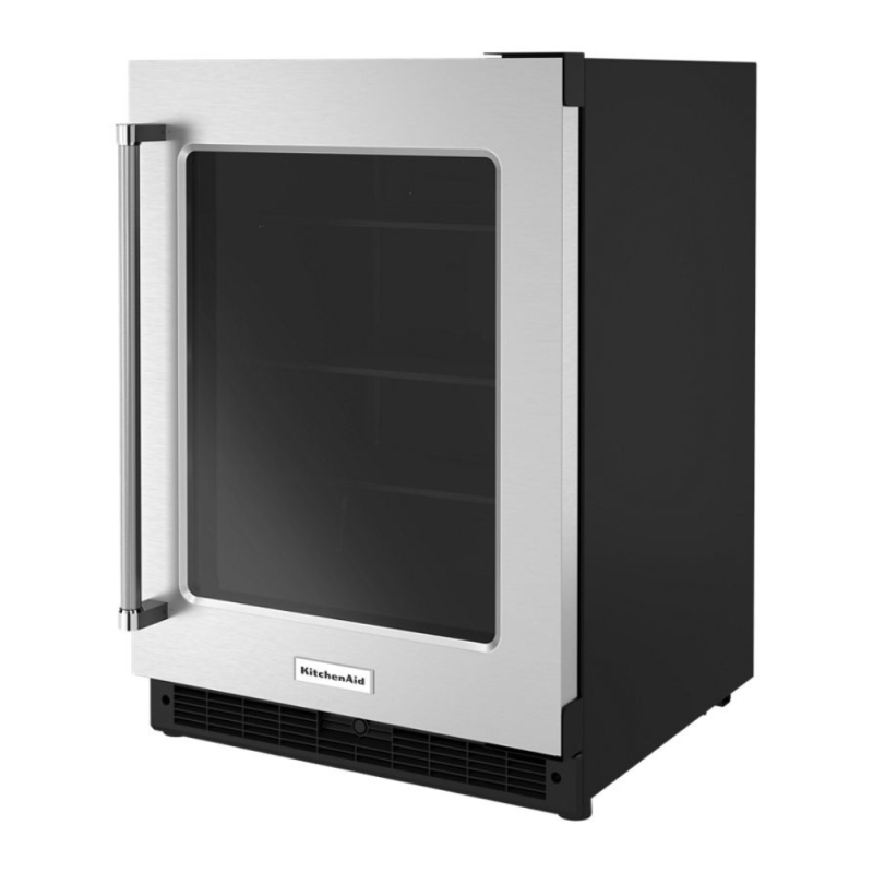 KITCHENAID REFRIGERADOR BAJO ENCIMERA EMPOTRABLE DE 24" CON PUERTA DE VIDRIO KURR214