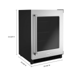 KITCHENAID REFRIGERADOR BAJO ENCIMERA EMPOTRABLE DE 24" CON PUERTA DE VIDRIO KURR214