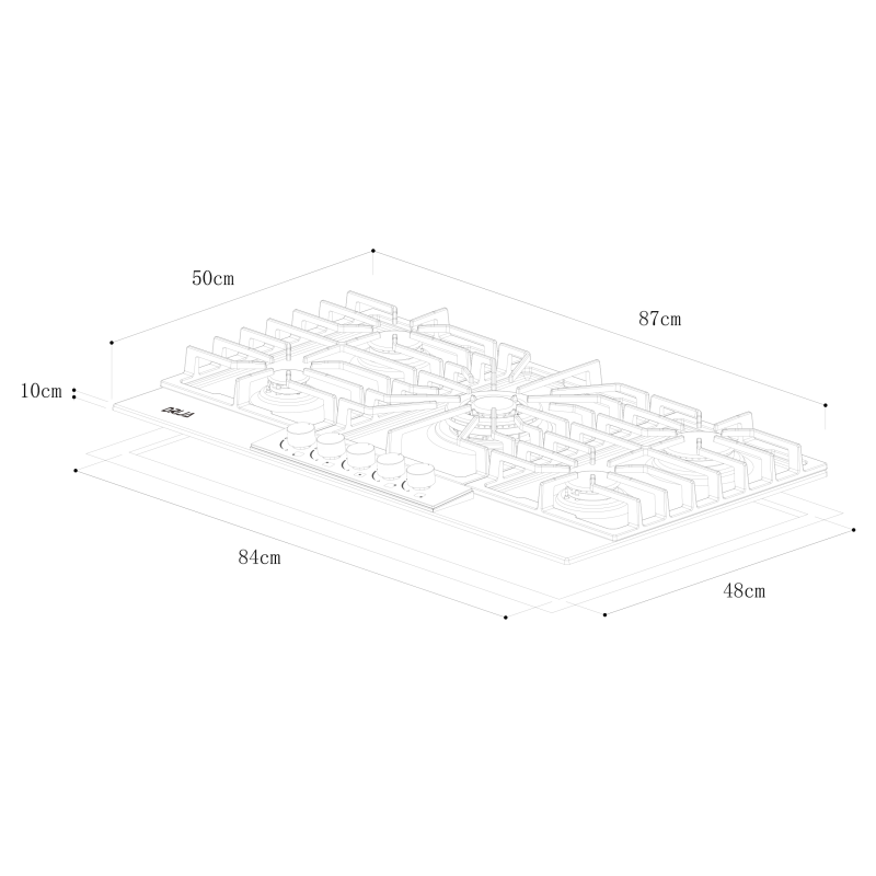 DRIJA ESTUFA EMPOTRABLE A GAS DE 87CM 5 QUEMADORES LAZIO
