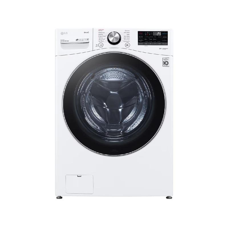 Lg Lavadora carga frontal 22kg/48lbs, steam, vidrio templado, color blanco, thinq