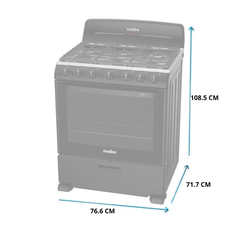 MABE ESTUFA DE 30" A GAS 6 QUEMADORES EM7658BFIN