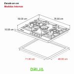 DRIJA ESTUFA EMPOTRABLE DE 5 QUEMADORES MILAN 76