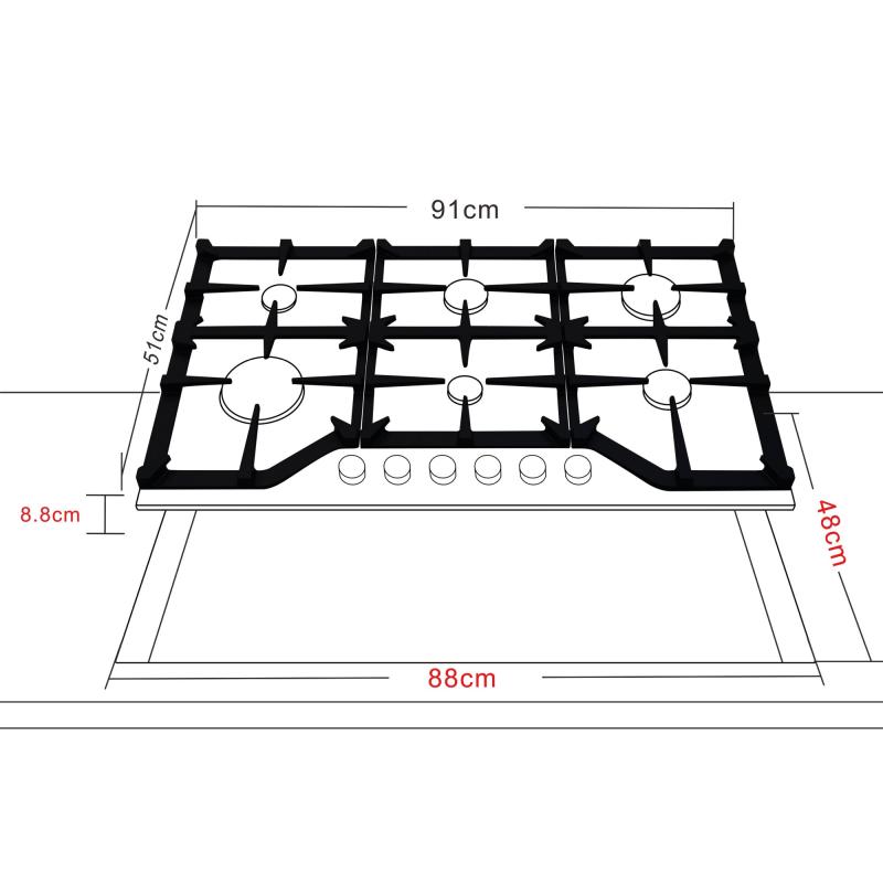 DRIJA ESTUFA A GAS 6 QUEMADORES 91CM MILAN 91
