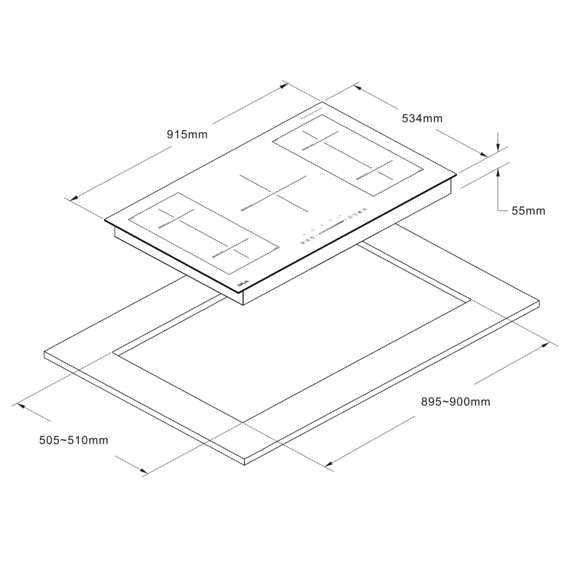 DRIJA ESTUFA EMPOTRABLE DE INDUCCION VITROCERAMICA ANTIRAYAS DE 2 ZONAS FLEX MUNICH